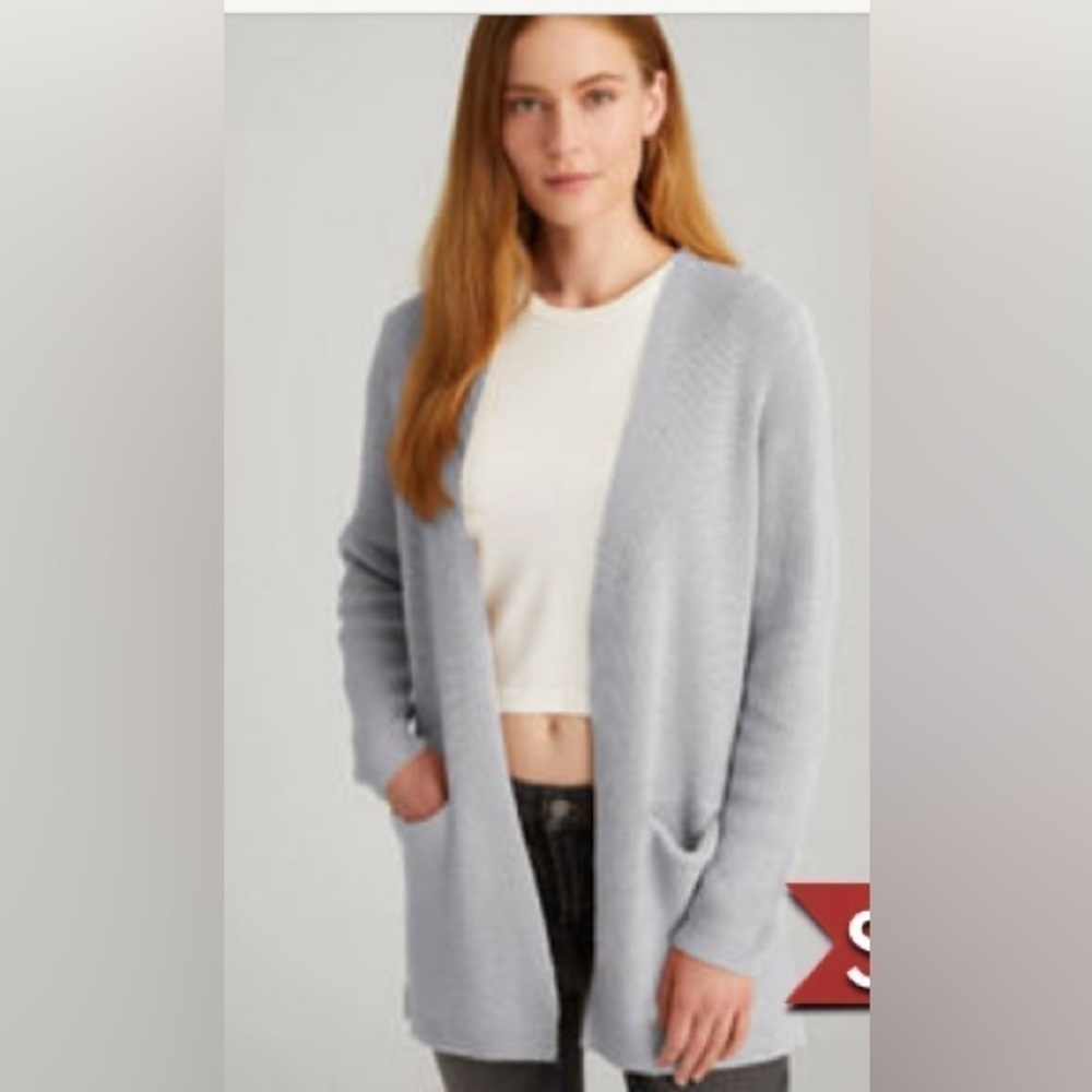 525 America lavender NWT open cardigan, pockets, 100% Cashmere Sz S oversize